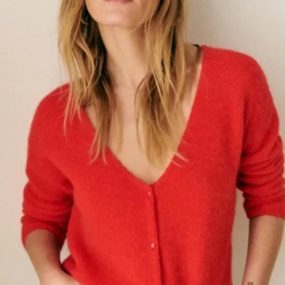 Sezane Barry Cardigan - Red - M - Picture 3 of 9